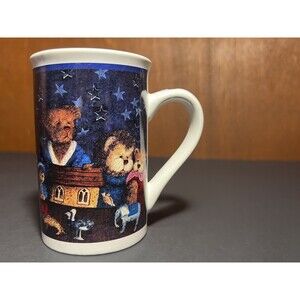 Vintage Lang & Wise Holiday Teddy Bear Church Family Coffee Mug Cup Collectible